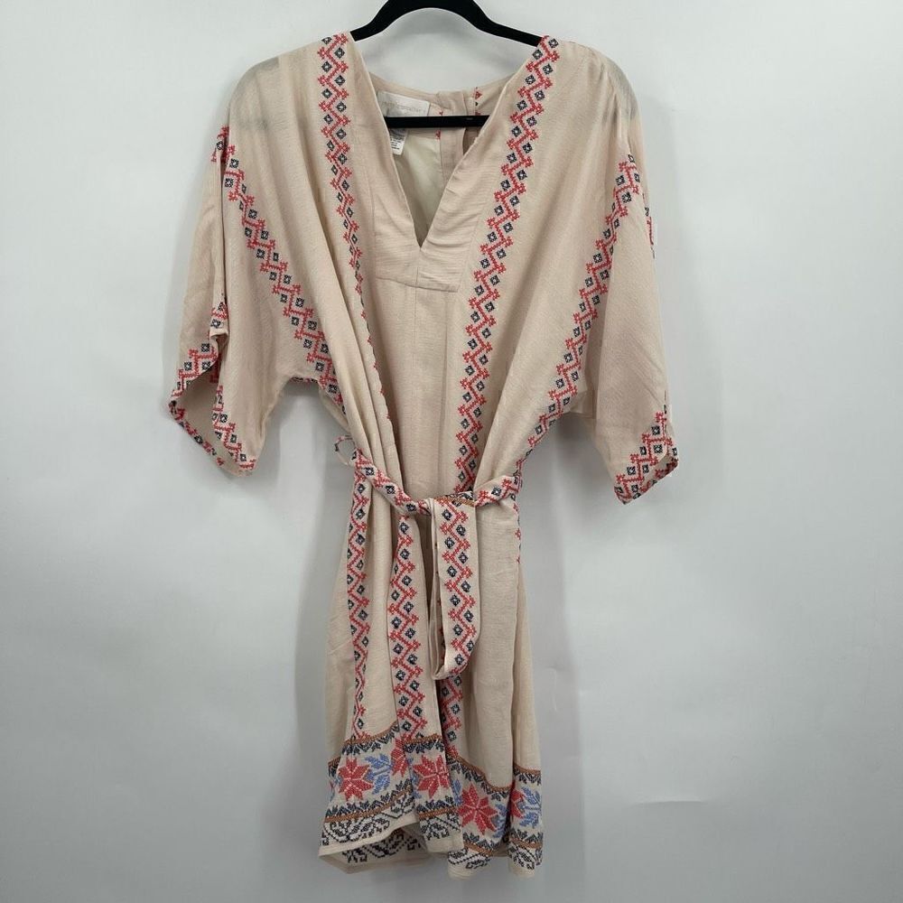 Corey Lynn Calter Tan Bell Sleeve V-Neck Wrap Midi Boho romper Size Small